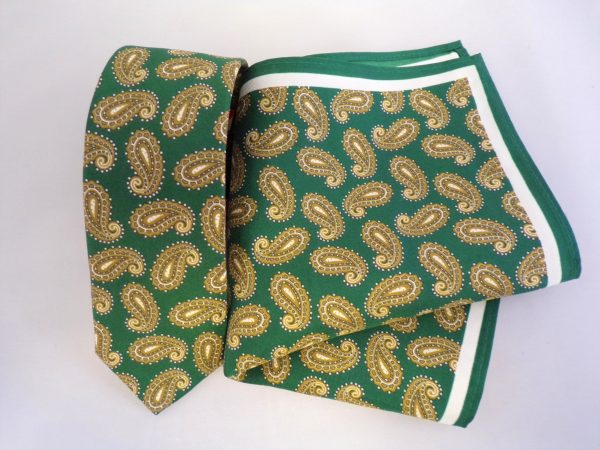 RACING GREEN PAISLEY SKINNY TIE AND POCKET SQUARE