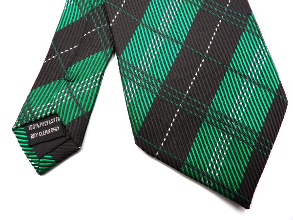 GREEN/BLACK CHECKED POLY TIE