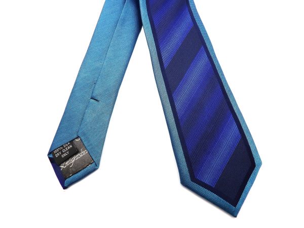 BLUE/TURQUOISE STRIPED SKINNY TIE