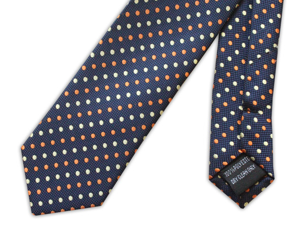 NAVY WITH YELLOW AND ORANGE SPOTS TIE-0
