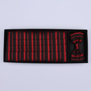 Red/black Striped Cummerbund / Bow Tie Set-0