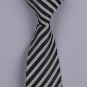 Black/White Diagonal Striped Clip-on Tie-0