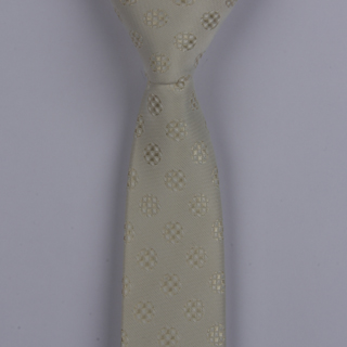 CREAM ABSTRACT POLYESTER SKINNY TIE-0