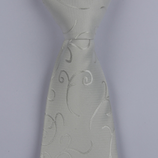 White/Silver Floral XL Woven Poly Tie-0