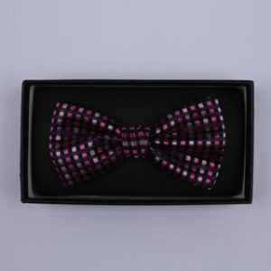 Black/Pink grid Bow Tie-0