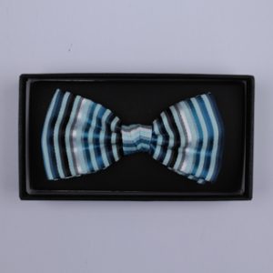 Blue/.Silver Striped Bow Tie-0