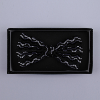 Black/Silver Waves Bow Tie-0