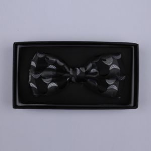 Black/Silver Crescents Bow Tie-0