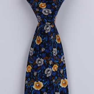 Blue/yellow/grey Floral Sorrento Printed Silk Tie-0
