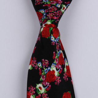 Black/Floral Sorrento Printed Silk Ties-0
