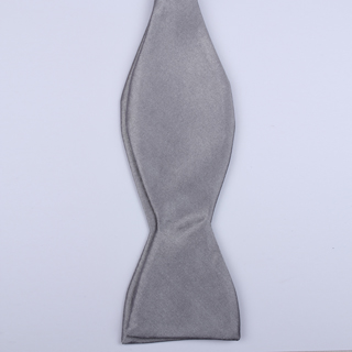 plain Silver Self-Tie Bow Tie-0
