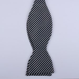 Black/Silver Striped Self-Tie Bow Tie-0