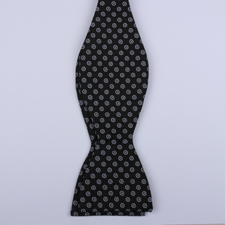 Black/White Circles Self-Tie Bow Tie-0