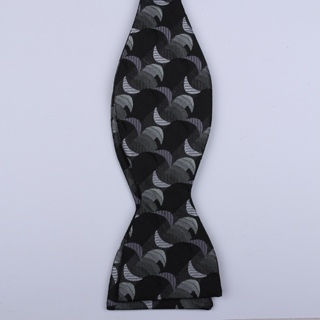 Black/Grey/Silver Crescents Self-Tie Bow Ties-0
