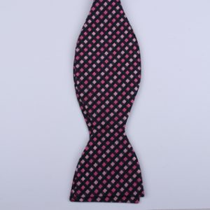 Black/Pink Squared Self-Tie Bow Tie-0