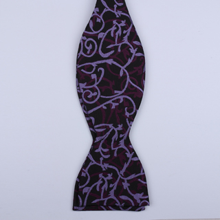Black/Purple/Lilac Floral Self-Tie Bow Ties-0