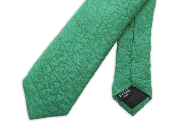 Green Skinny Silk Quilted Tie-0
