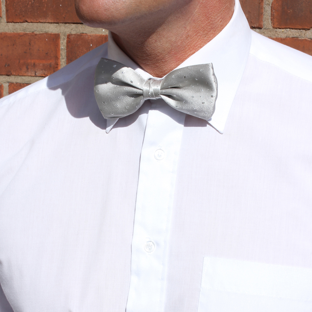 Silver Lurex Sparkly Silk Bow Tie