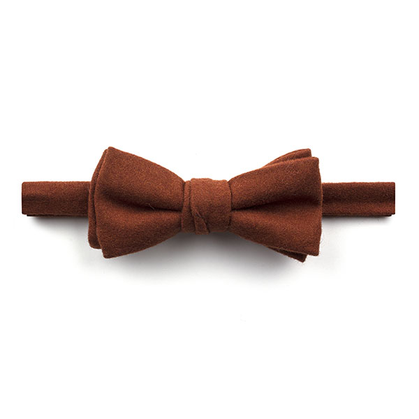 Plain Burnt Orange Wool Bow Tie-0