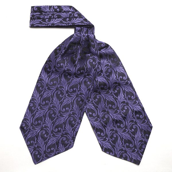 Deep Purple/black floral silk cravat-0