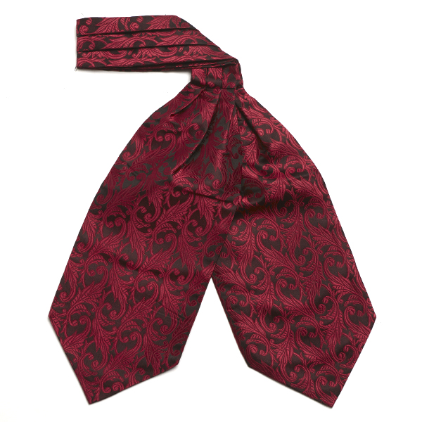 Red/black Leaf Silk Cravat-0