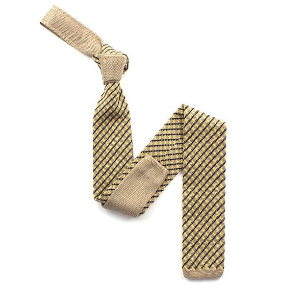 gold/navy/yellow diamond silk knitted tie-0