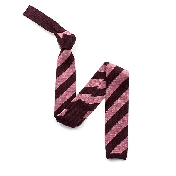 Maroon/pink silk knitted tie-0