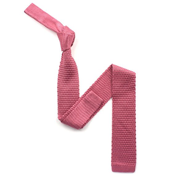plain Pink silk knitted tie-0
