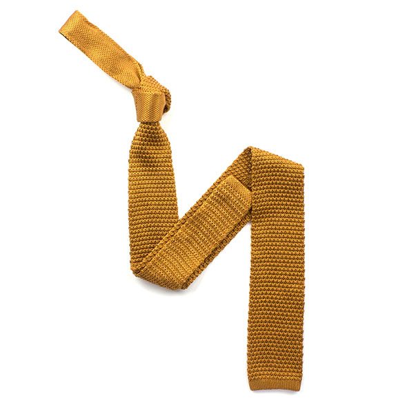 plain vintage Gold silk knitted tie-0