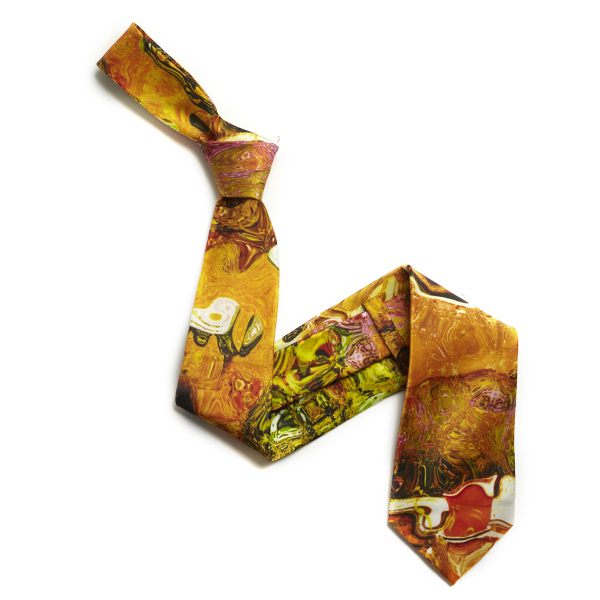 Yellow/Pink Abstract Sorrento Silk Tie-0