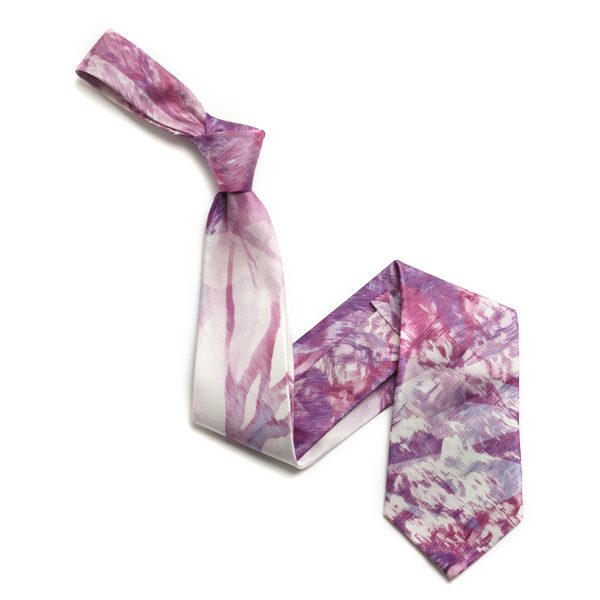 Pink/White Abstract Sorrento Silk Tie-0
