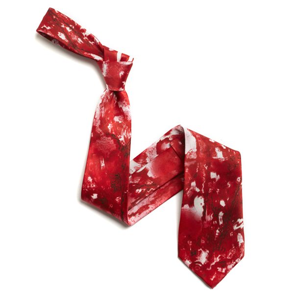 Red/White Abstract Sorrento Silk tie-0