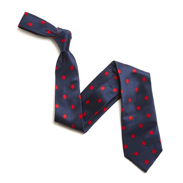 NAVY/RED LARGE POLKA DOTS SILK TIE-0