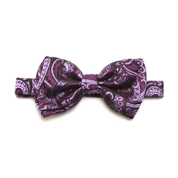 Purple/Lilac Paisley Silk Bow Tie-0