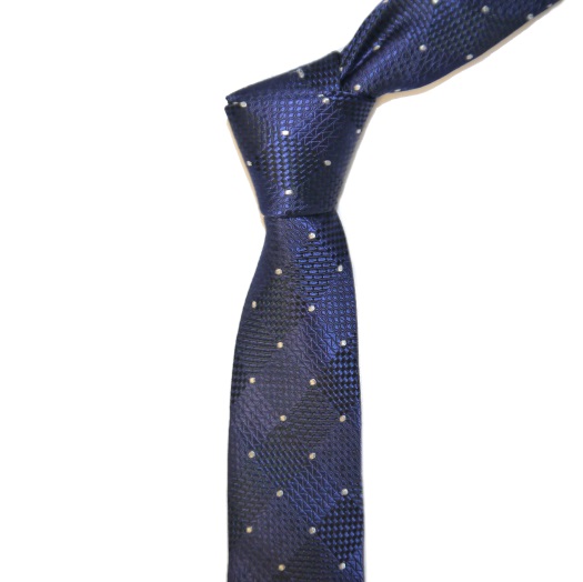 French NAVY/WHITE DOTS AND DIAMONDS SKINNY TIE-0