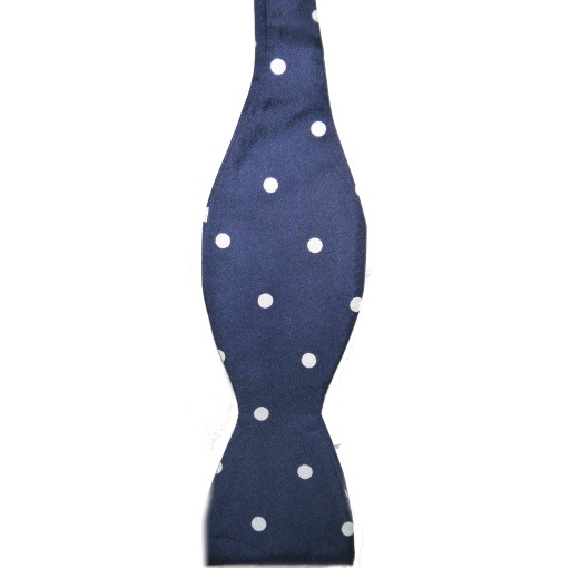 Navy/White Polka Dots Silk Self Tie Bow Tie-0