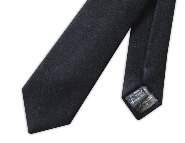 Black Harris Tweed Skinny Wool Tie