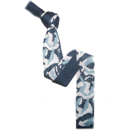 Navy/Sky Blue/White Camouflage Silk Knitted Tie -0