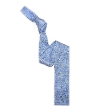 Sky Blue Diamonds Silk Knitted Tie -0