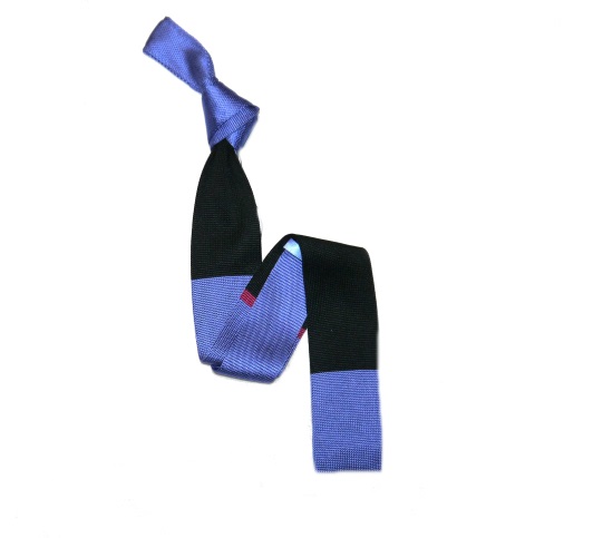 Blue/Black/Red stripe Abstract Silk Knitted Tie -0