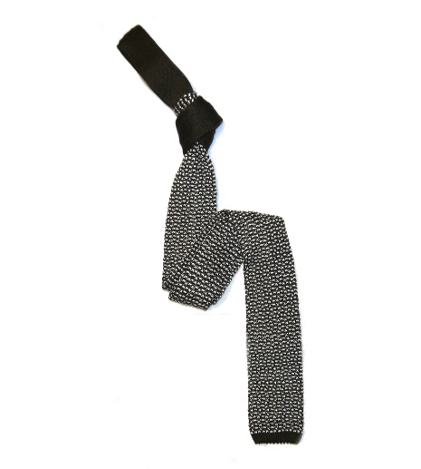 Black/White mottled Silk Knitted Tie -0