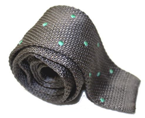 Knitted Grey Tie with Aqua Blue Polka Dot-0