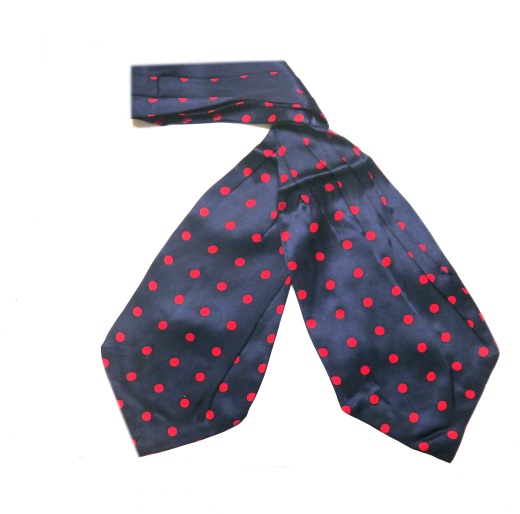 Navy/red polka dots silk cravat-0