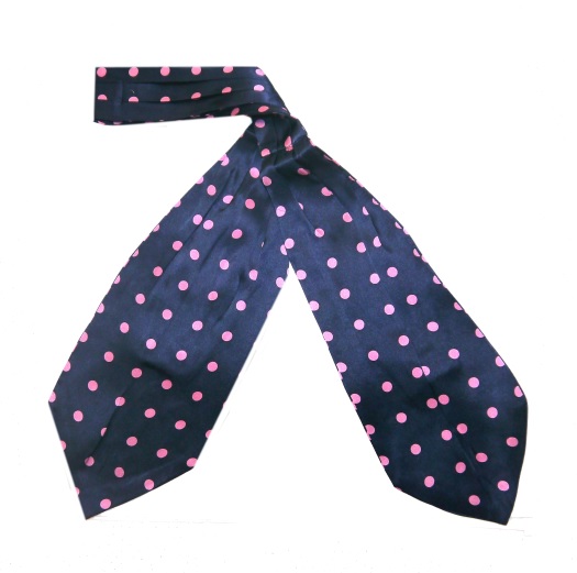 Navy/pink polka dots silk cravat-0