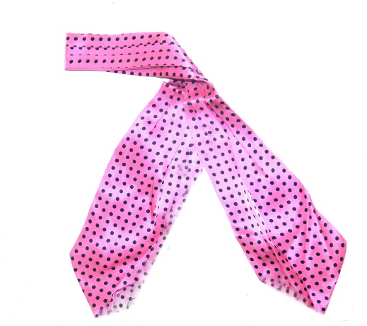 Pink/black polka dots silk cravat -0