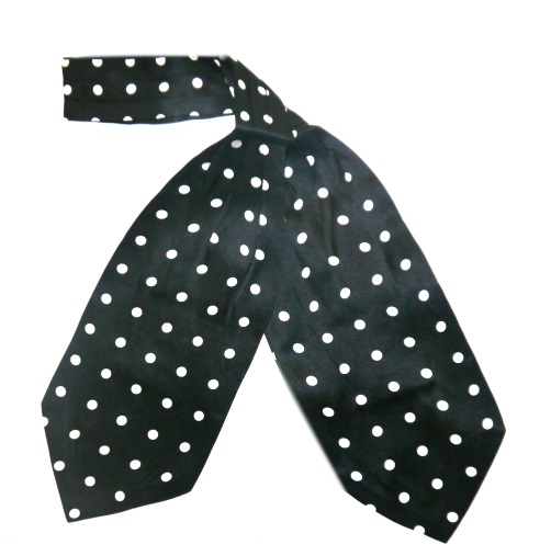 black/white polka dots silk cravat -0