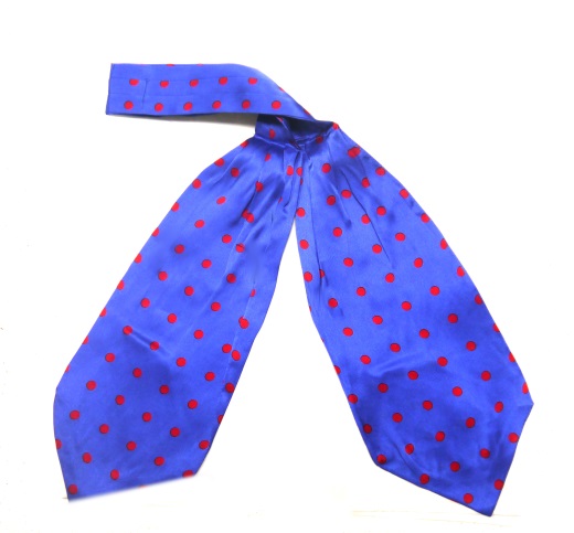 Royal blue/red polka dots silk cravat-0