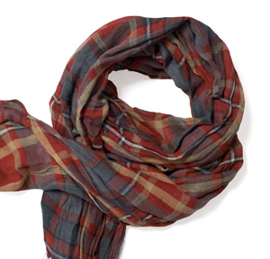 Rust red check cotton scarf-0