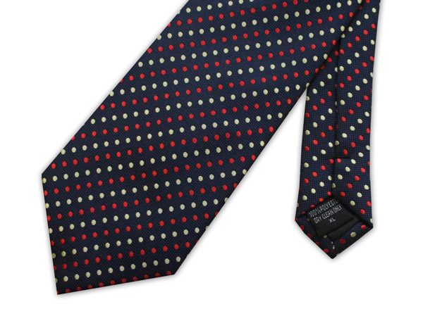 Navy/red/yellow spots clip-on tie -0