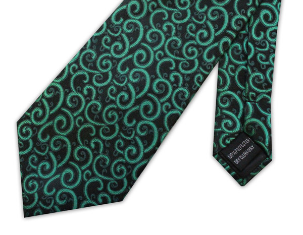 Green swirls clip-on tie